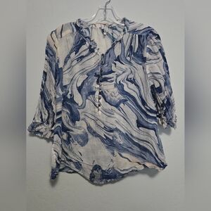 Forever New Blue and Cream Marbled Men's Shirt